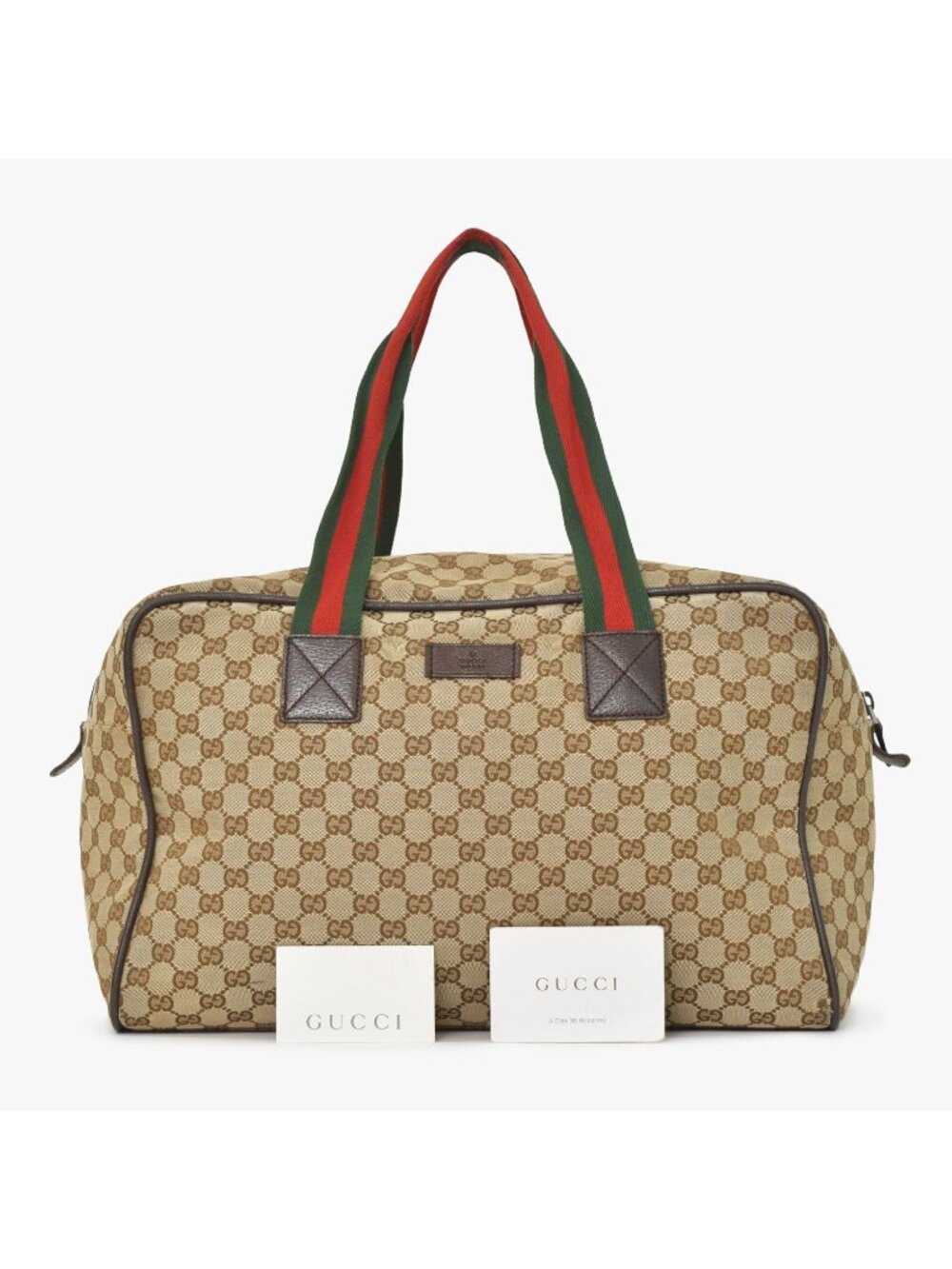 Gucci GG Canvas Boston Bag Sherry Line Brown Beige